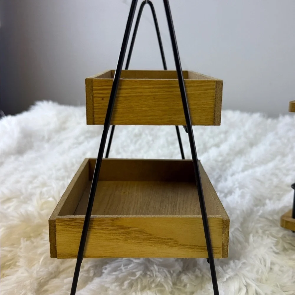 Modern Black and Brown Wall Shelf Set T30